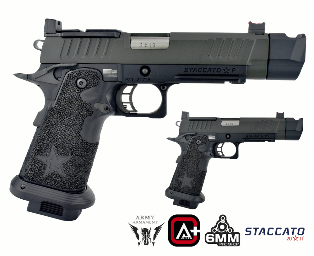 Army Armament R611-2A Staccato P New Version with Comp GBB Pistol - Black