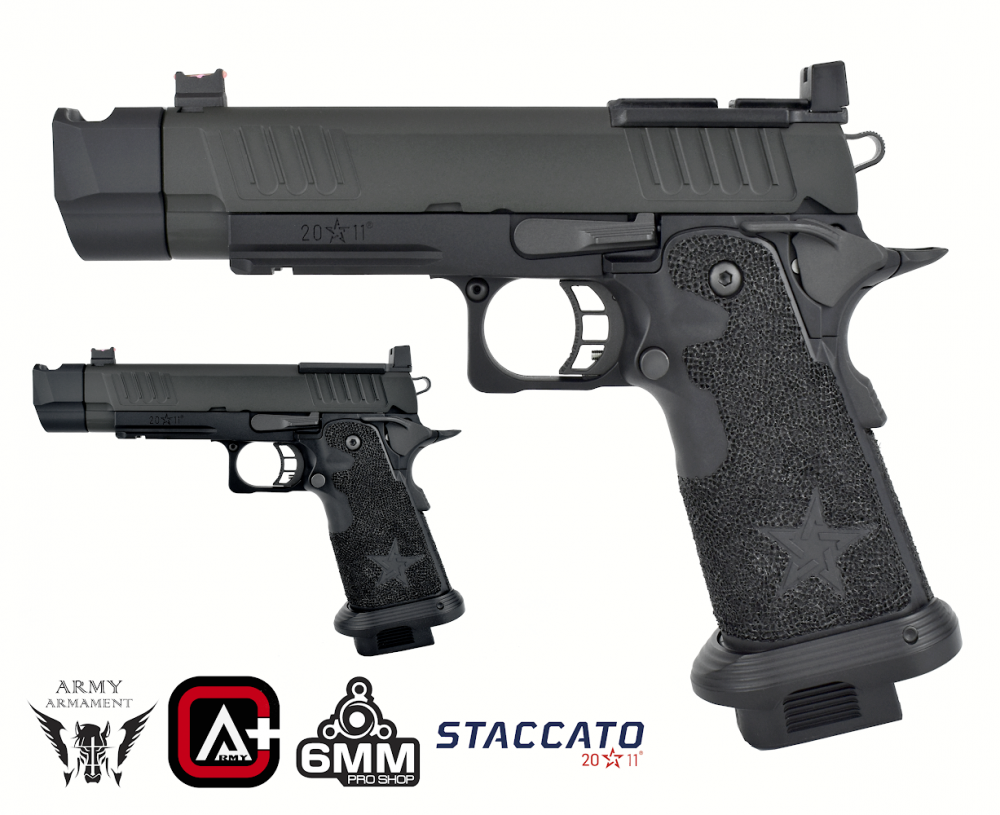 Army Armament R611-2A Staccato P New Version with Comp GBB Pistol - Black
