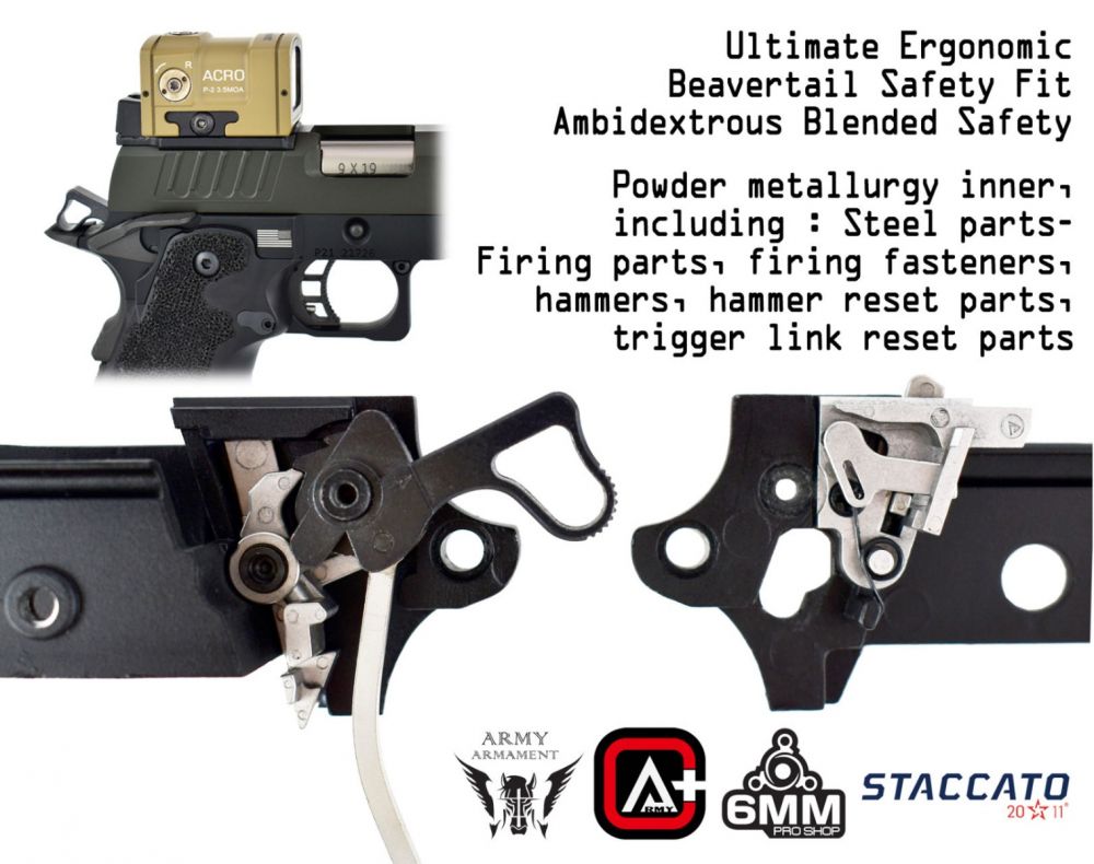 Army Armament R611-2A Staccato P New Version with Comp GBB Pistol - Black