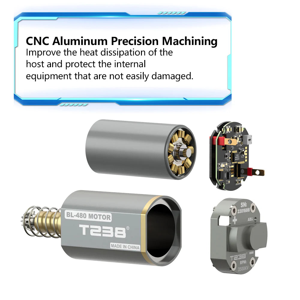 T238 Brushless Motor High Thermal Efficiency High Torque & Speed Adjustable Speed - 2980KV - Short Shaft