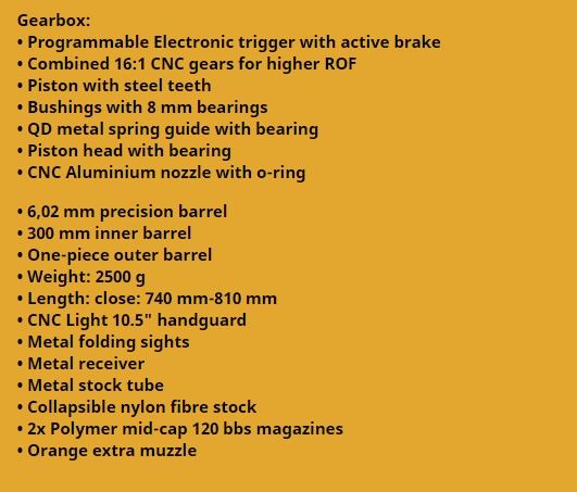Rossi L119A2 Style Neptune SAS 10.5 AEG with Mosfet (Full Metal - Programmable Trigger) - FDE
