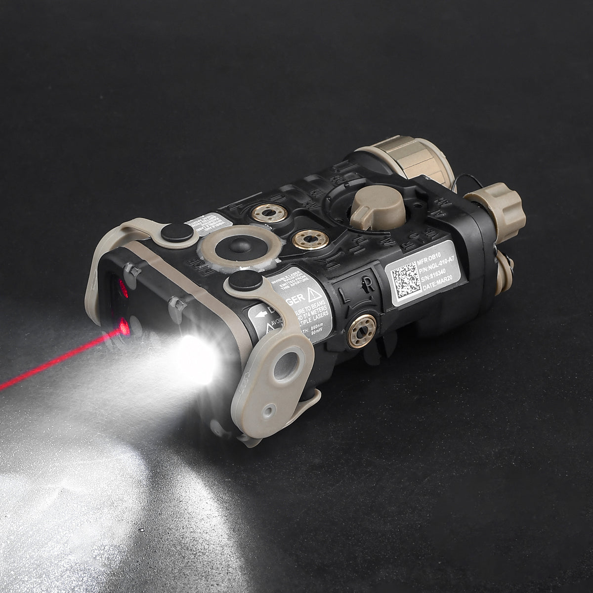 Wadsn Deluxe NGAL Style Forged Aluminium Laser Aiming Device with Red & IR Laser - Black