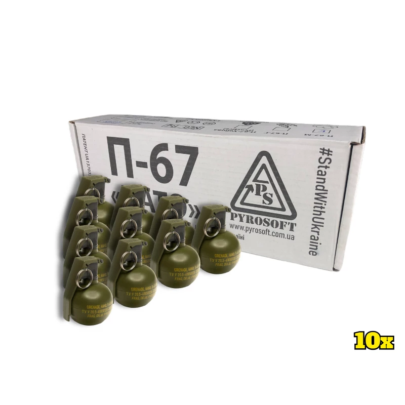Pyrosoft Hand Grenade P-67-G Nato (Peas - Pack of 10)