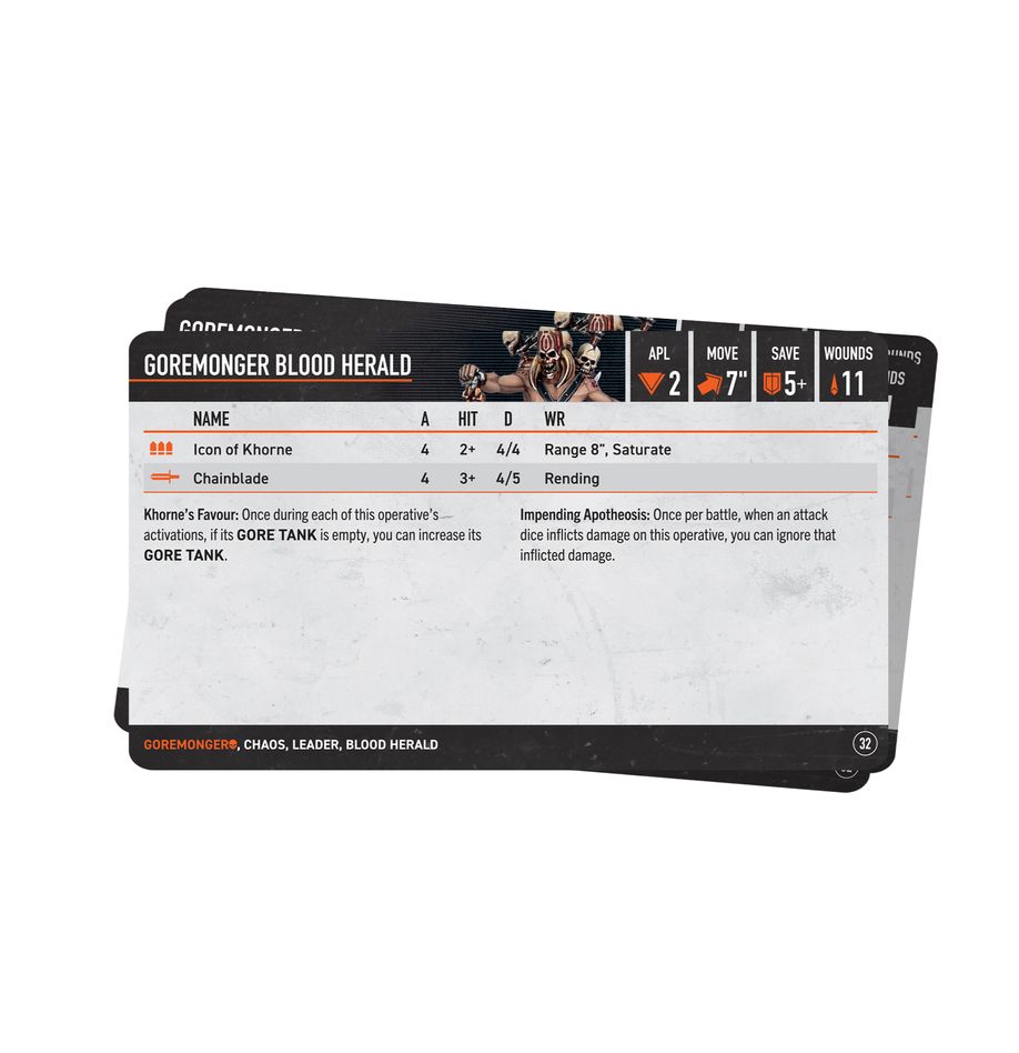 Kill Team - Goremongers Datacards (102-60)