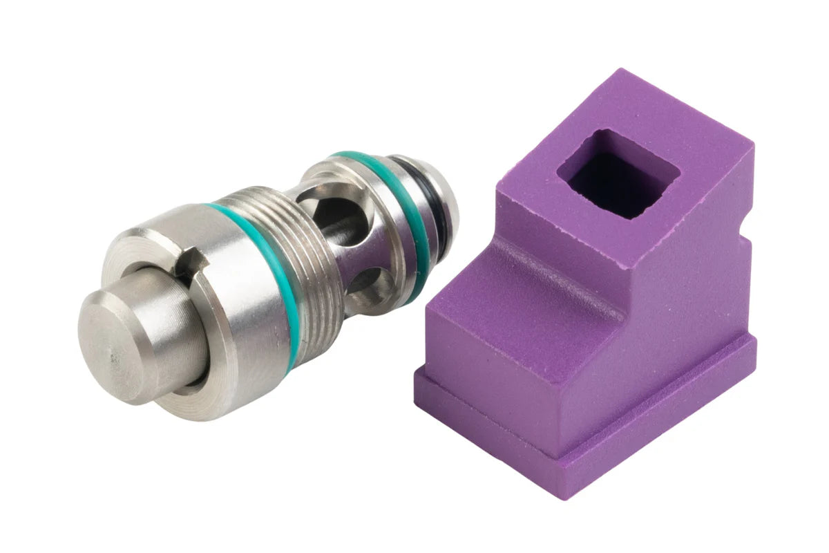 T8 Stainless Steel Output Valve w/ 70 Degree Gas Route for TM P320 GBB Magazine