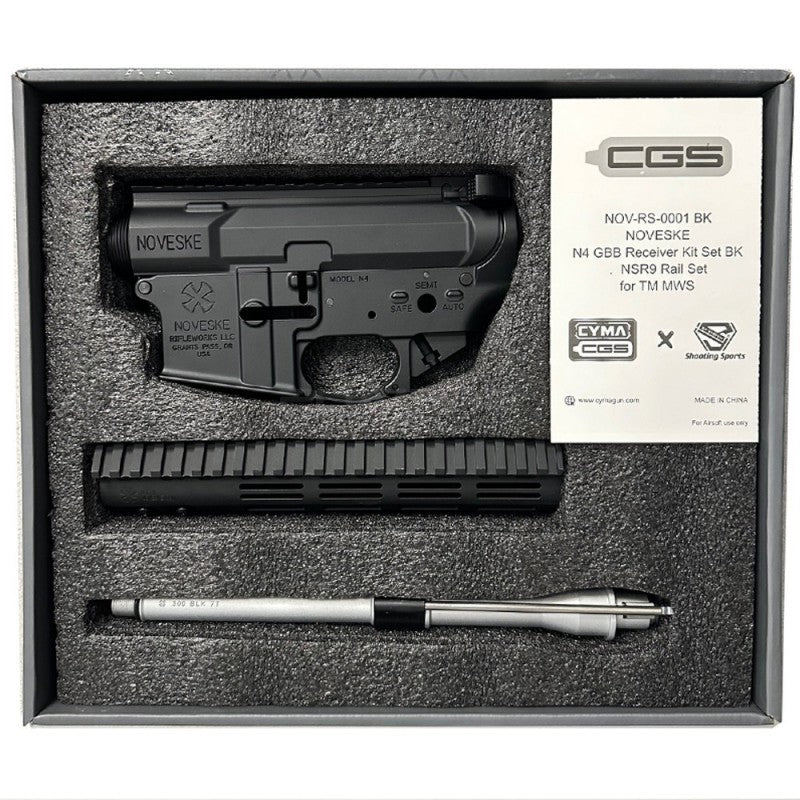 Cyma CGS Noveske N4 GBB Receiver NSR9 Rail Set for CGS MWS GBBR - Black