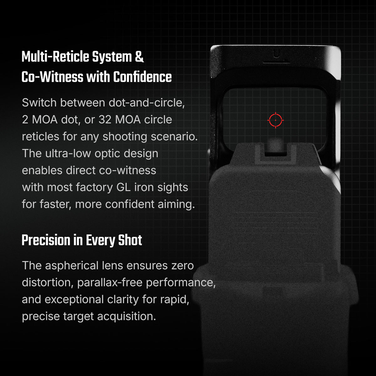 OLight Osight SE MOS Direct-Mount Enclosed Emitter Red Dot Sight with Multi-Reticule System