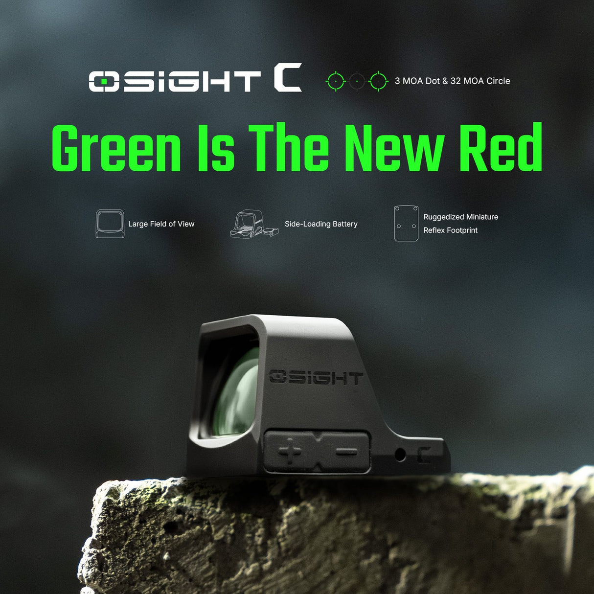 Osight C Open Reflex Optic with Replaceable Side-Loading Battery