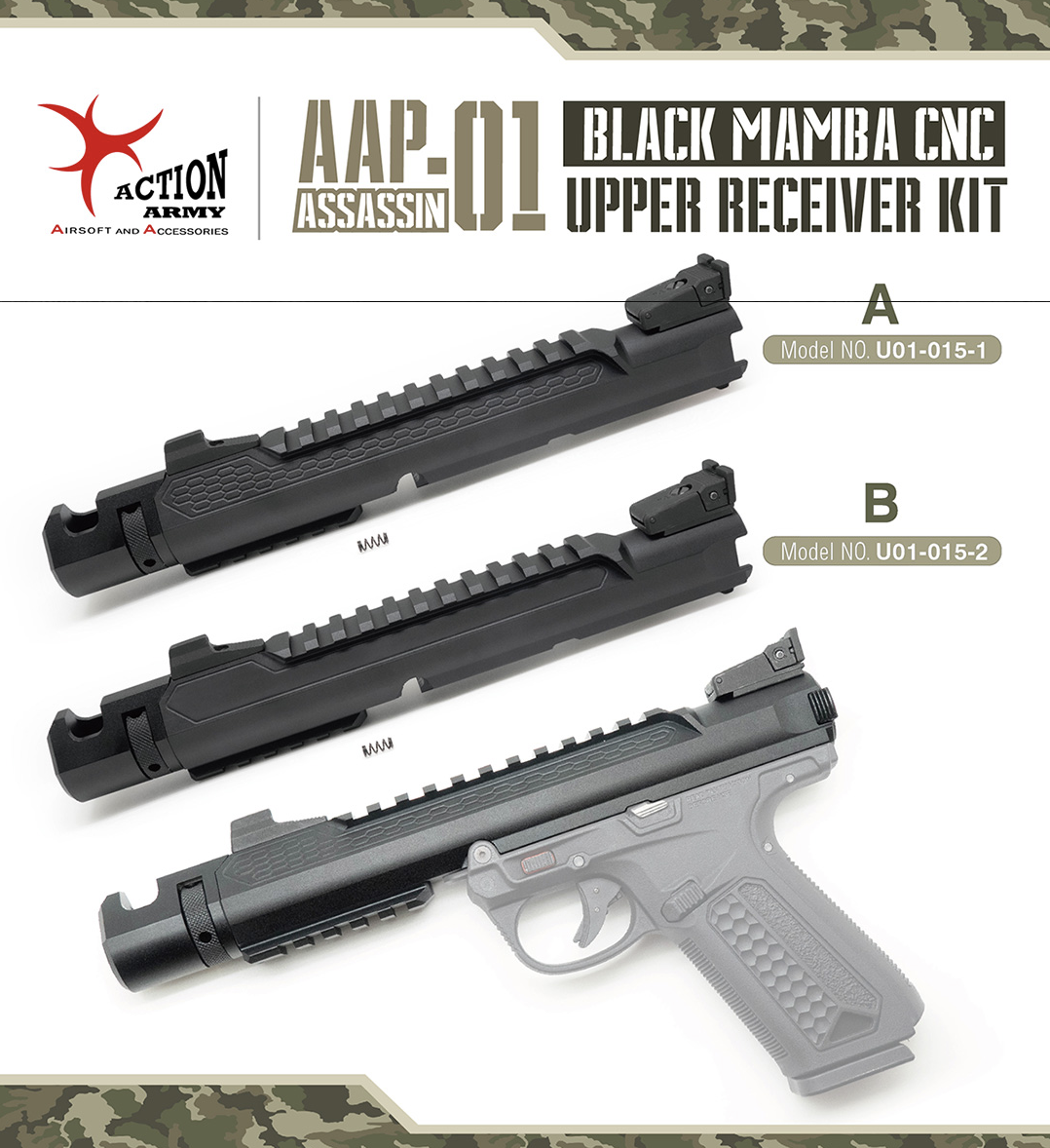 Action Army AAP-01 Black Mamba CNC Upper Receiver - Kit A