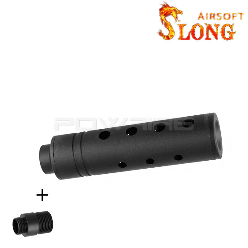Slong Airsoft Foam Filled Silencer 14mm CCW Short APERTUR + Adapter 11mm