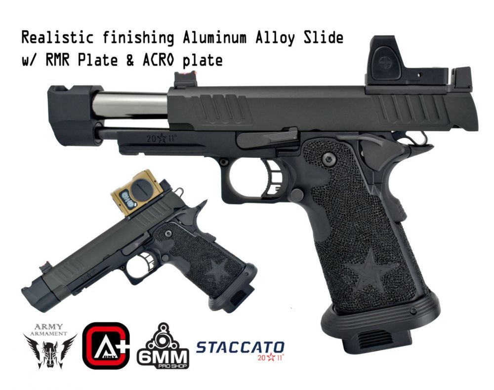 Army Armament R611-2A Staccato P New Version with Comp GBB Pistol  - Black