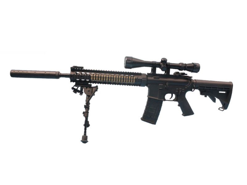 Double Bell SOPMOD M4 (with bipod plus 3-9x40 Scope and Silencer - 073)