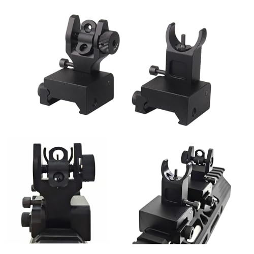 Tactical Flip Up Iron Sights Front and Rear Sight Mounts Set - Black