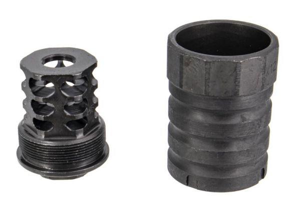 5KU AK Muzzle Brake with Blast Shield - 14mm CCW - Black-0