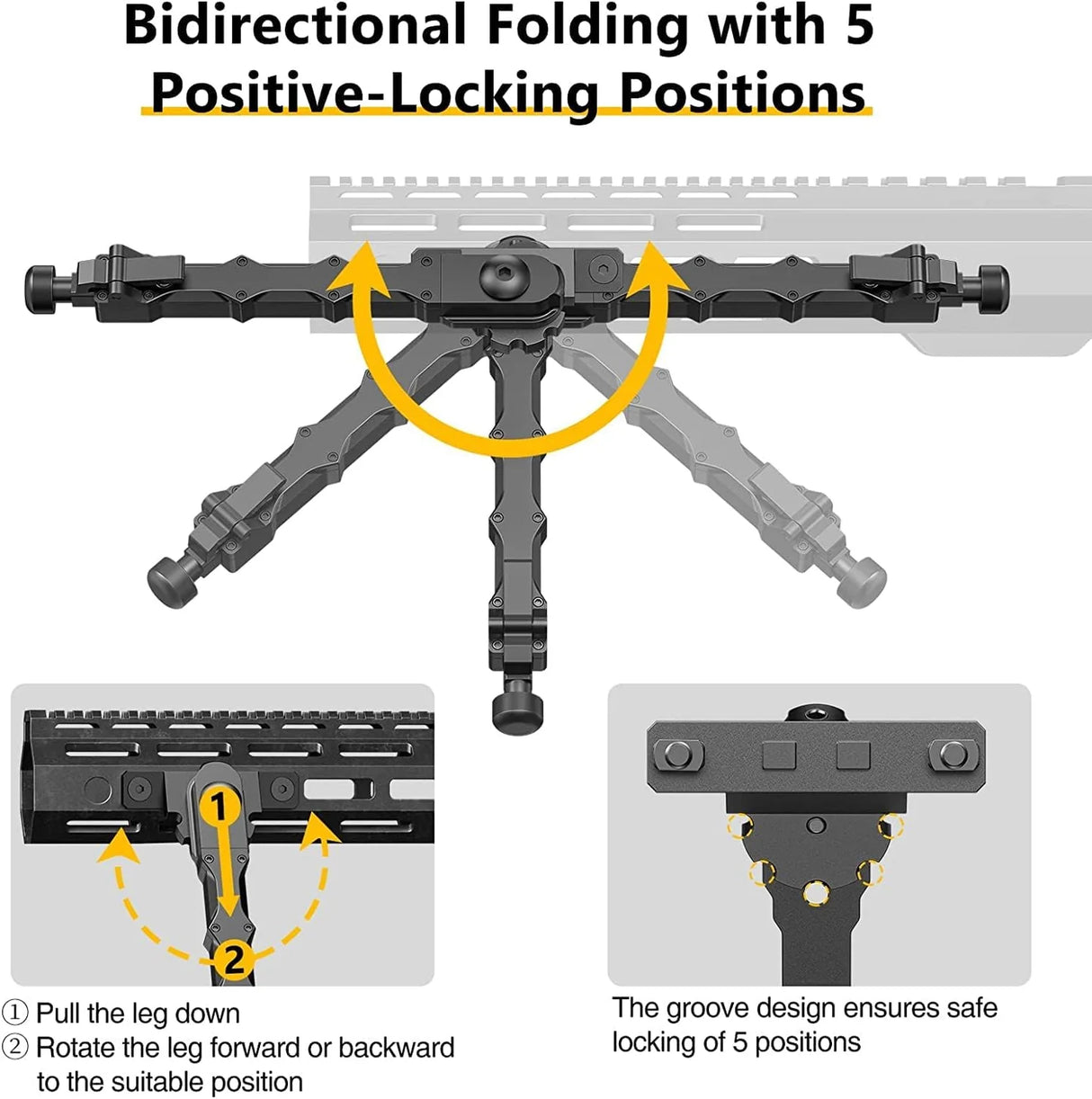 V9 6-9 inch Quick Release Aluminium Separated Bipod for M-Lok