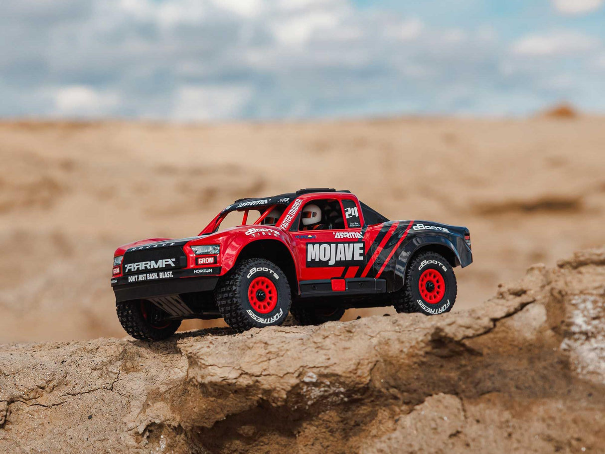 Arrma 1/18 Mojave GROM 4WD Desert Truck RTR Mega w/Lipo USB Charger - Red/Black