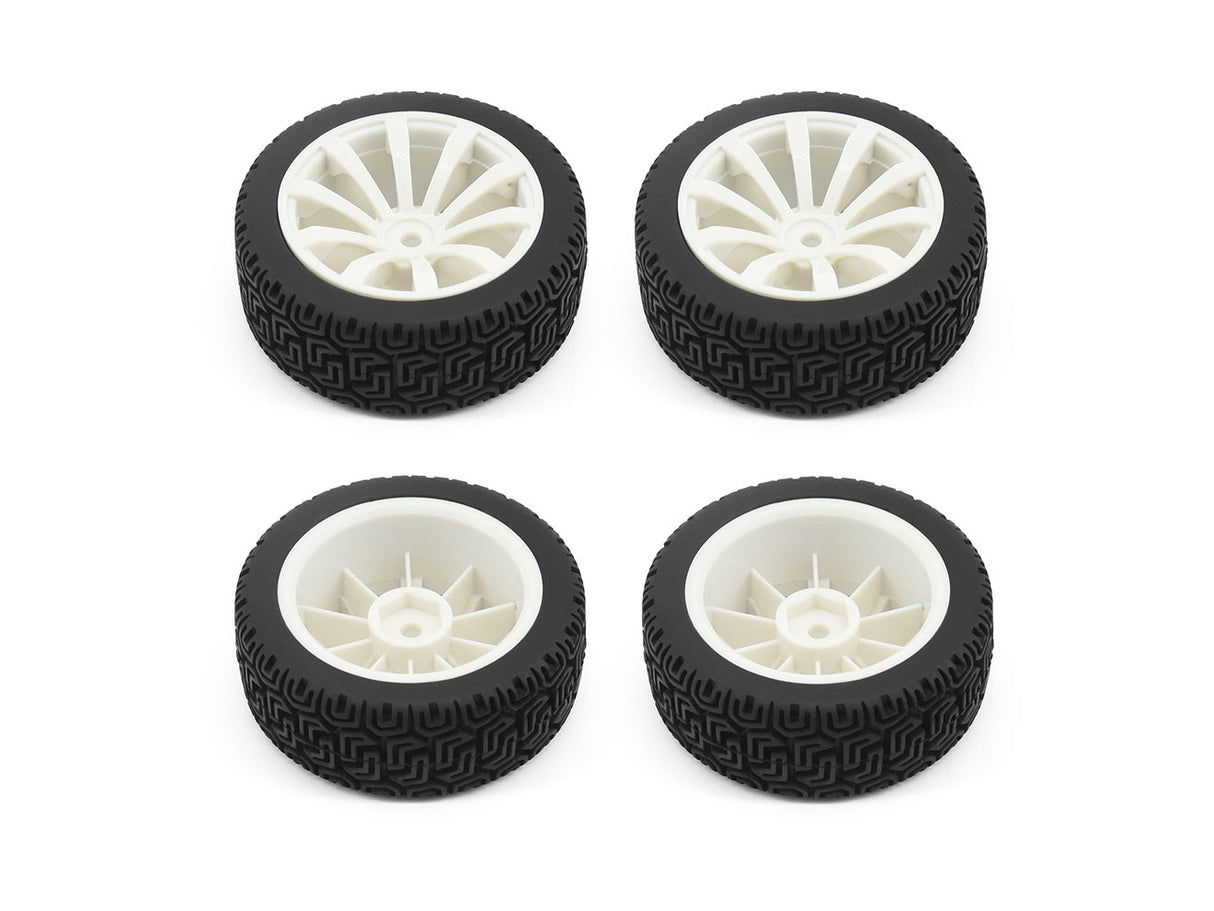 1/10 Rally Block/10 Spoke Wheel Set White (4pcs)