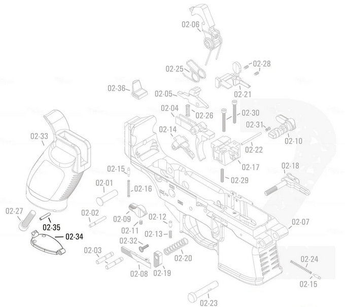 APFG Original Parts - MPX GBB Grip Base Plate with Pin (02-34/02-35)