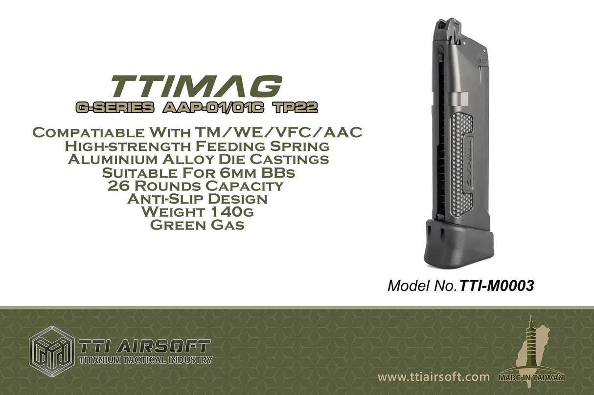 TTI Lightweight Aluminium G Series Magazine For TM/WE/VFC - Black