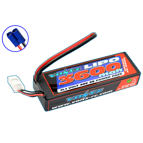 Voltz 3600Mah 3S 11.1V 40C Hardcase Lipo Stick Low Pro Battery - EC5