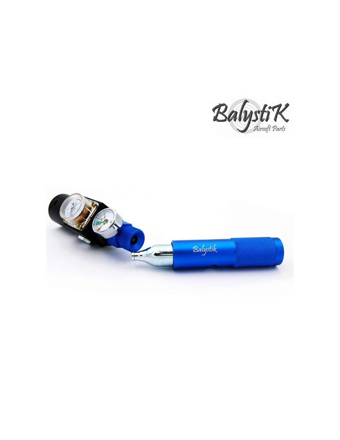 Balystik 12g CO2 Adapter for HPA Regulator with Pressure Gauge