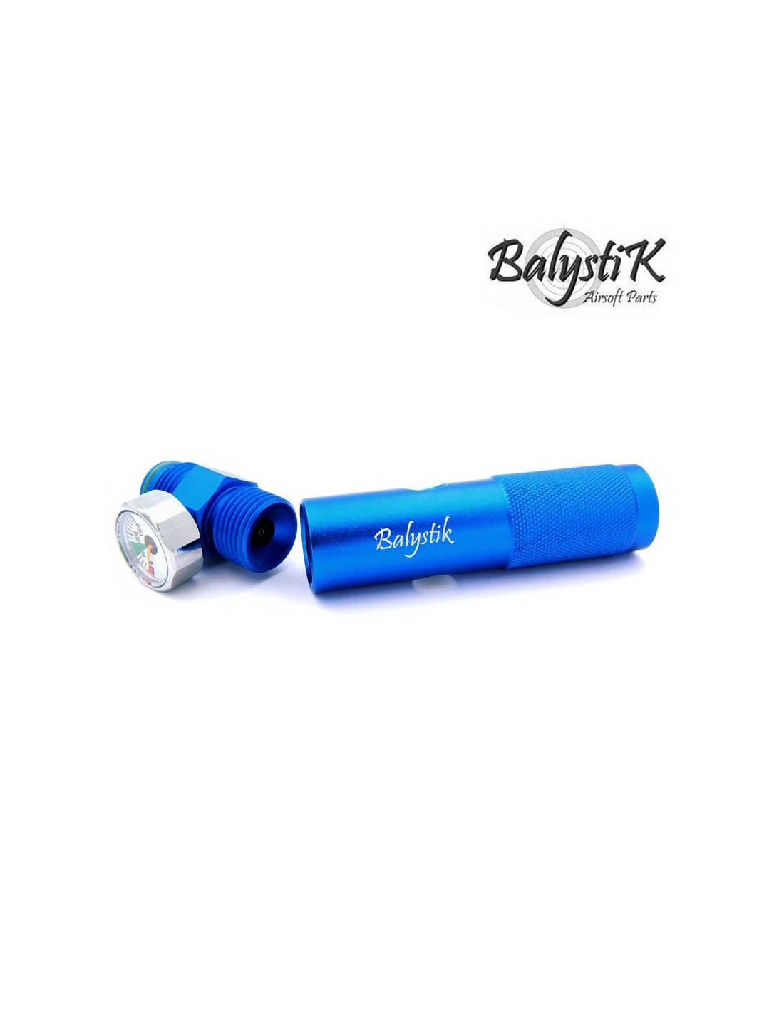 Balystik 12g CO2 Adapter for HPA Regulator with Pressure Gauge