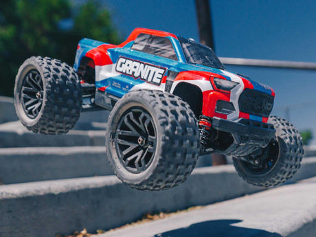 Arrma Granite GROM 4wd MT 1/18 RTR Mega with Lipo Battery and USB Charger - Blue/Red-1