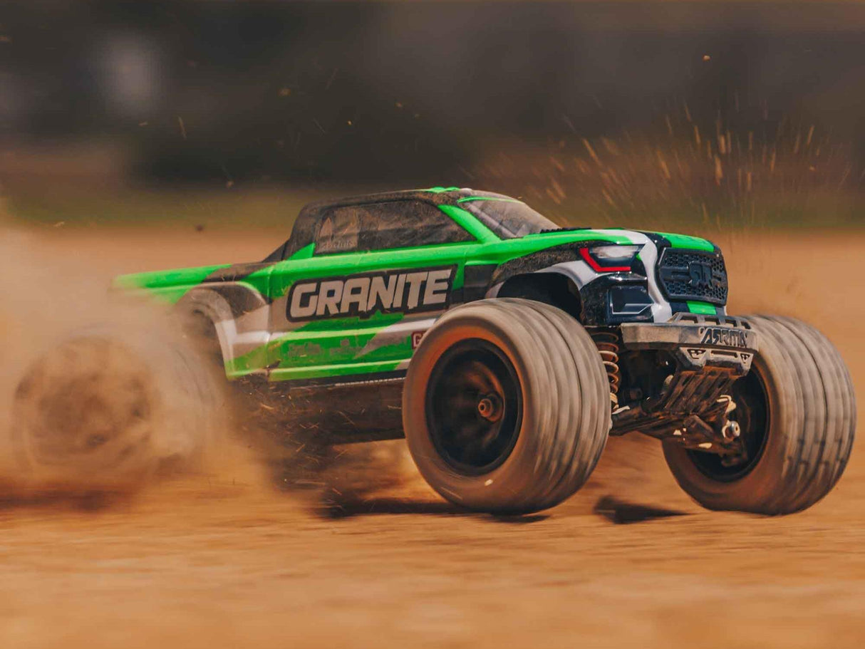 Arrma Granite GROM 4wd MT 1/18 RTR Mega with Lipo Battery and USB Charger - Black/Green-14