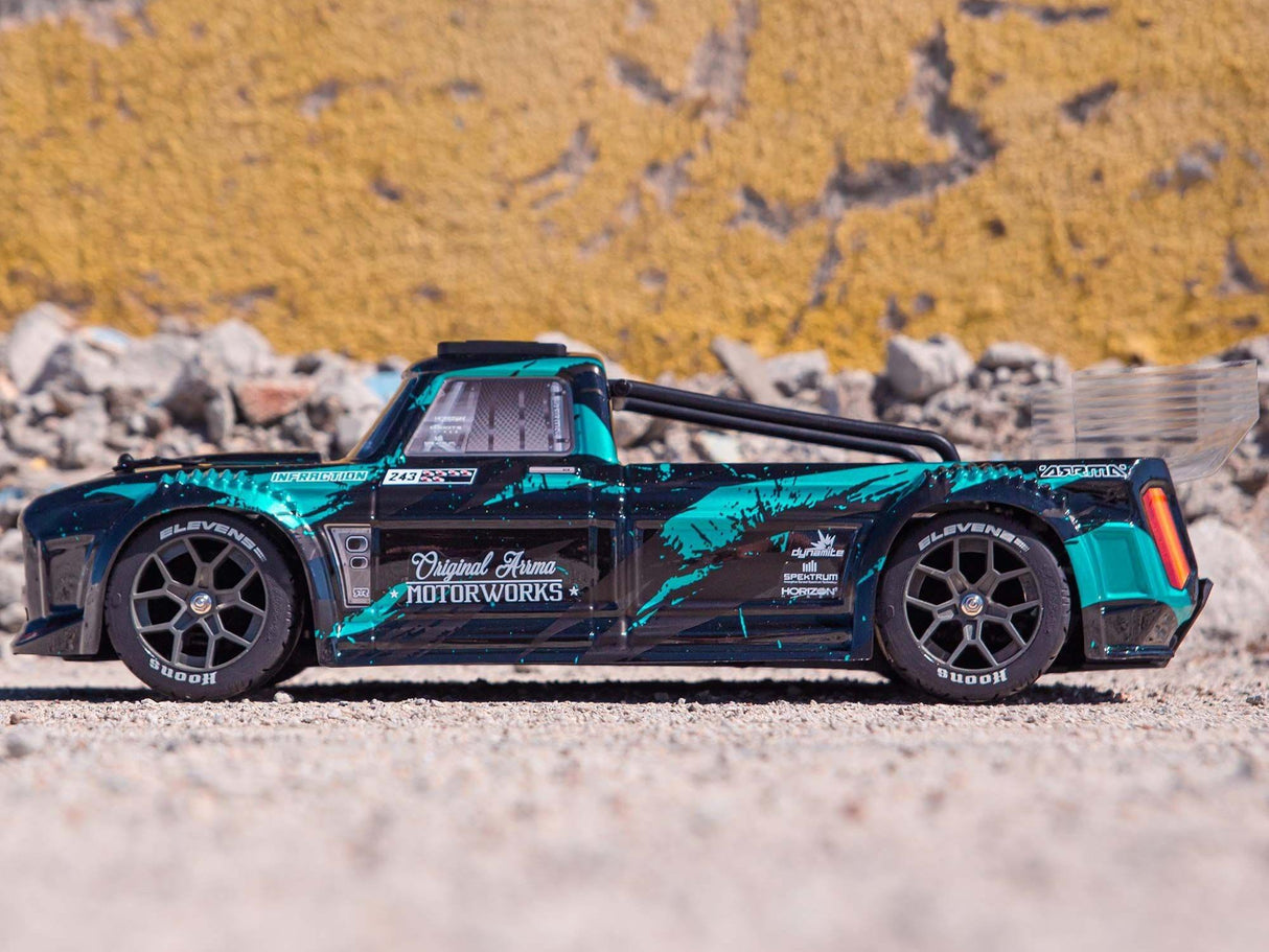 Arrma 1/8 Infraction 4X4 3S BLX 4WD All-Road Street Bash Resto-Mod - Black/Teal-5