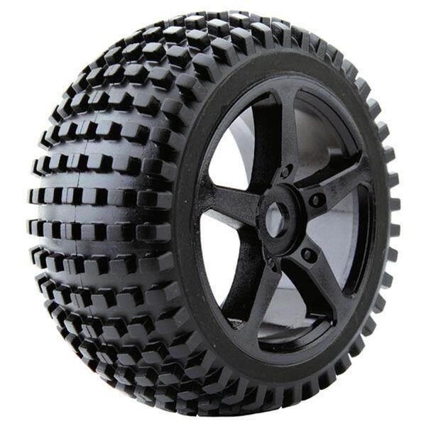 Fastrax 1/8 Truggy Rock Mounted on 5 Spoke - Black 0 Offset-0