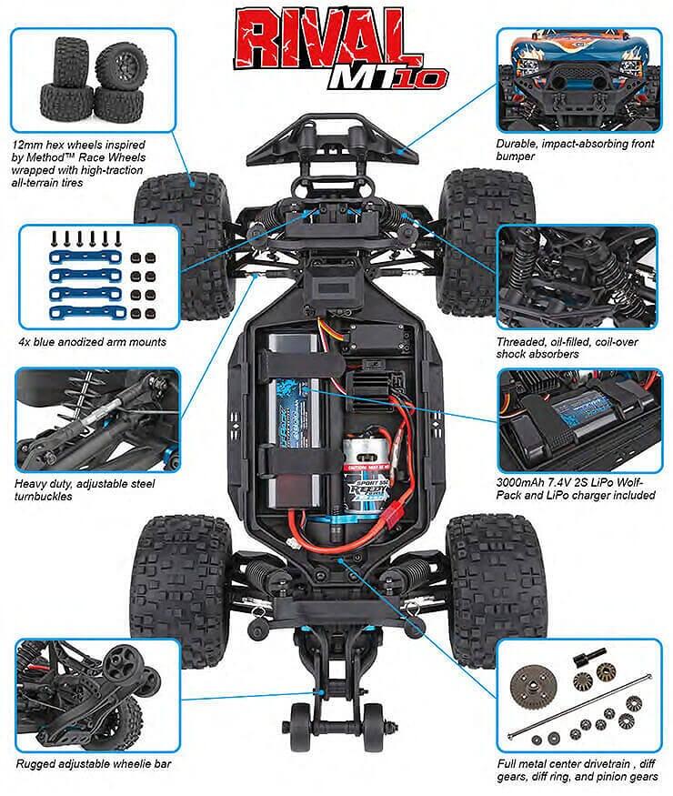 Team Associated Rival MT10 RTR Truck Brushed with 2S Battery and Charger-11