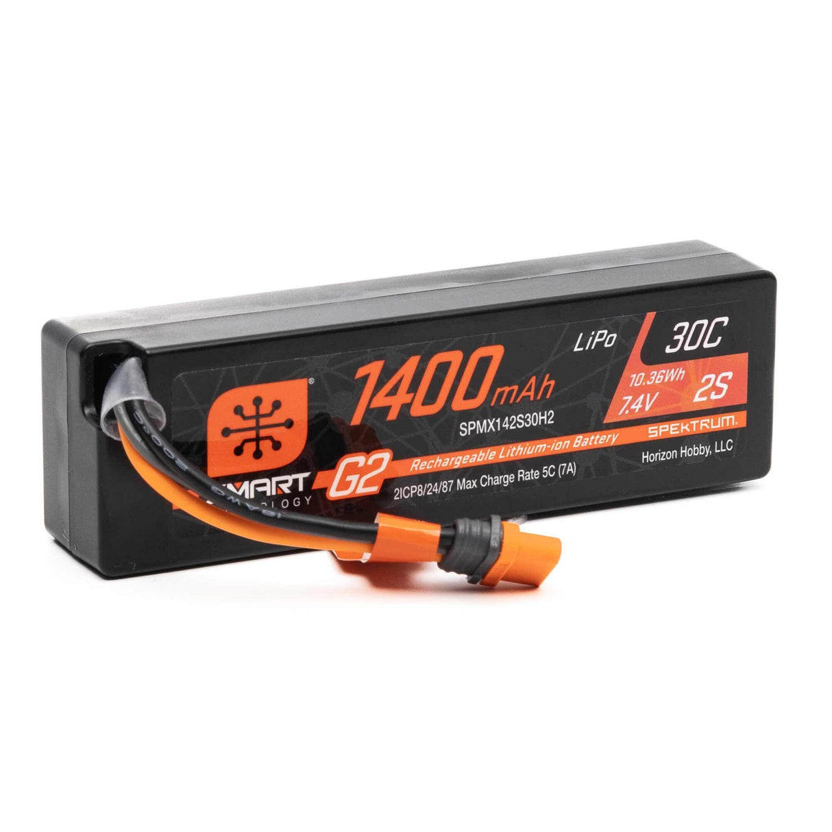 Spektrum 7.4V 1400mAh 2S 30C Smart G2 LiPo Battery: IC2 Connector-0