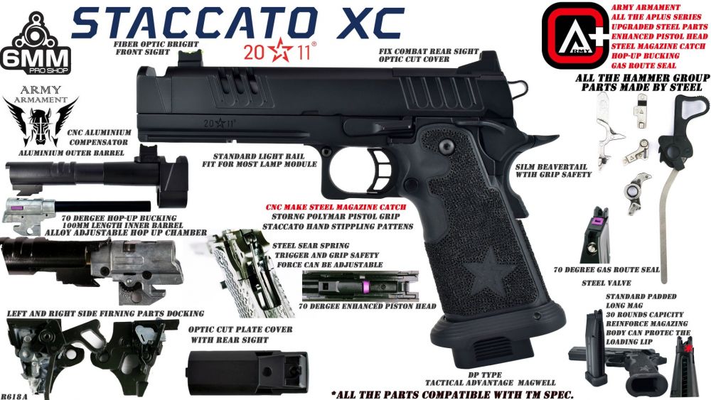 Army Armament R618A Staccato XC 2011 T8 Pistol  - Black