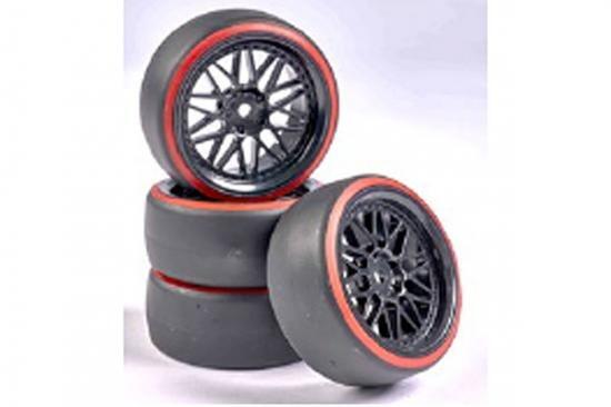 Carson 1/10 Wheel Set Drift - Black/Red-0