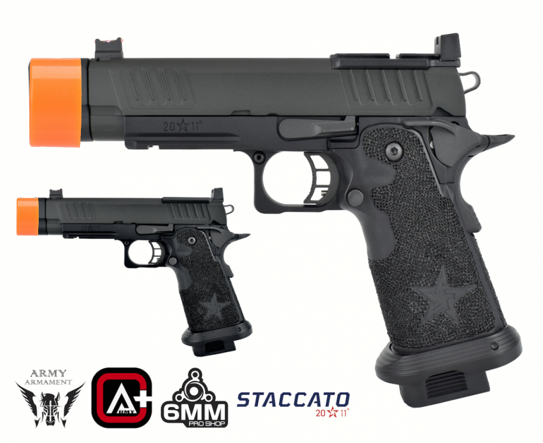 Army Armament R611-2A Staccato P New Version with Comp GBB Pistol  - Black