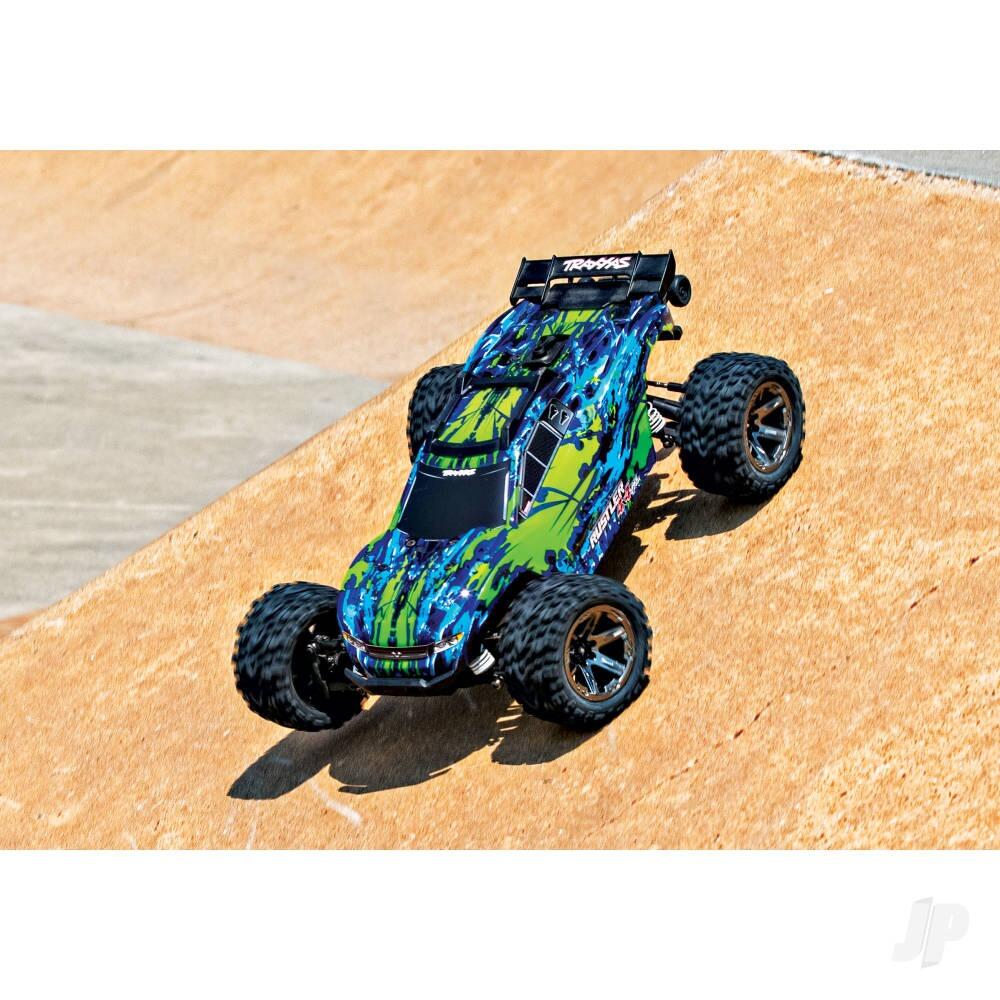 Traxxas Rustler 4X4 VXL 1/10 4WD RTR Brushless Electric Stadium Truck - Green (+ TQi 2-ch, TSM, VXL-3s, Velineon 3500Kv)-6