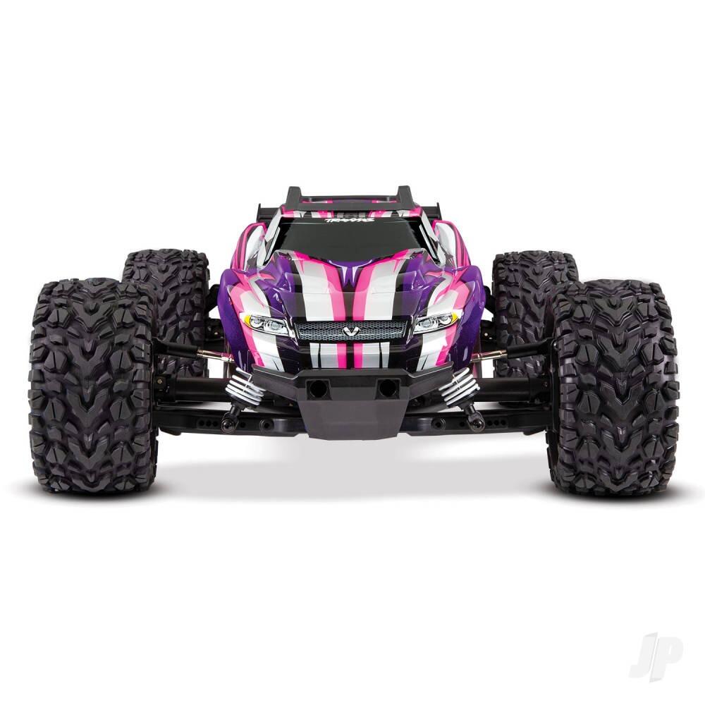 Traxxas Rustler 4X4 VXL 1/10 4WD RTR Brushless Electric Stadium Truck - Pink (+ TQi 2-ch, TSM, VXL-3s, Velineon 3500Kv)-1