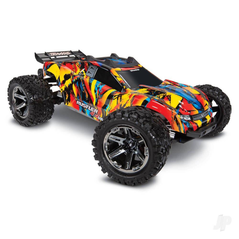 Traxxas Rustler 4X4 VXL 1/10 4WD RTR Brushless Electric Stadium Truck - Solar Flare (+ TQi 2-ch, TSM, VXL-3s, Velineon 3500Kv)-0