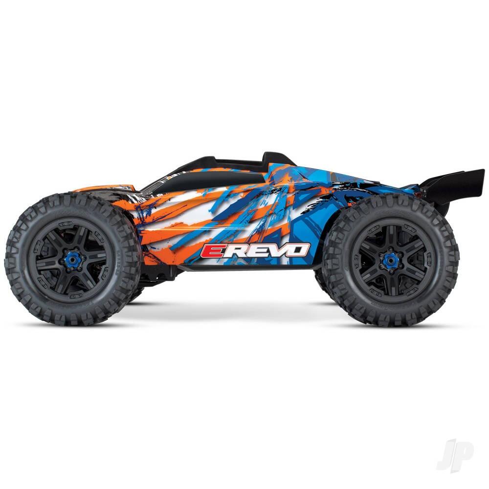 Traxxas E-Revo VXL 1/10 4WD Brushless Electric Racing Monster Truck - Orange (+ TQi 2-ch, TSM, VXL-6s, Velineon 2200Kv)-1