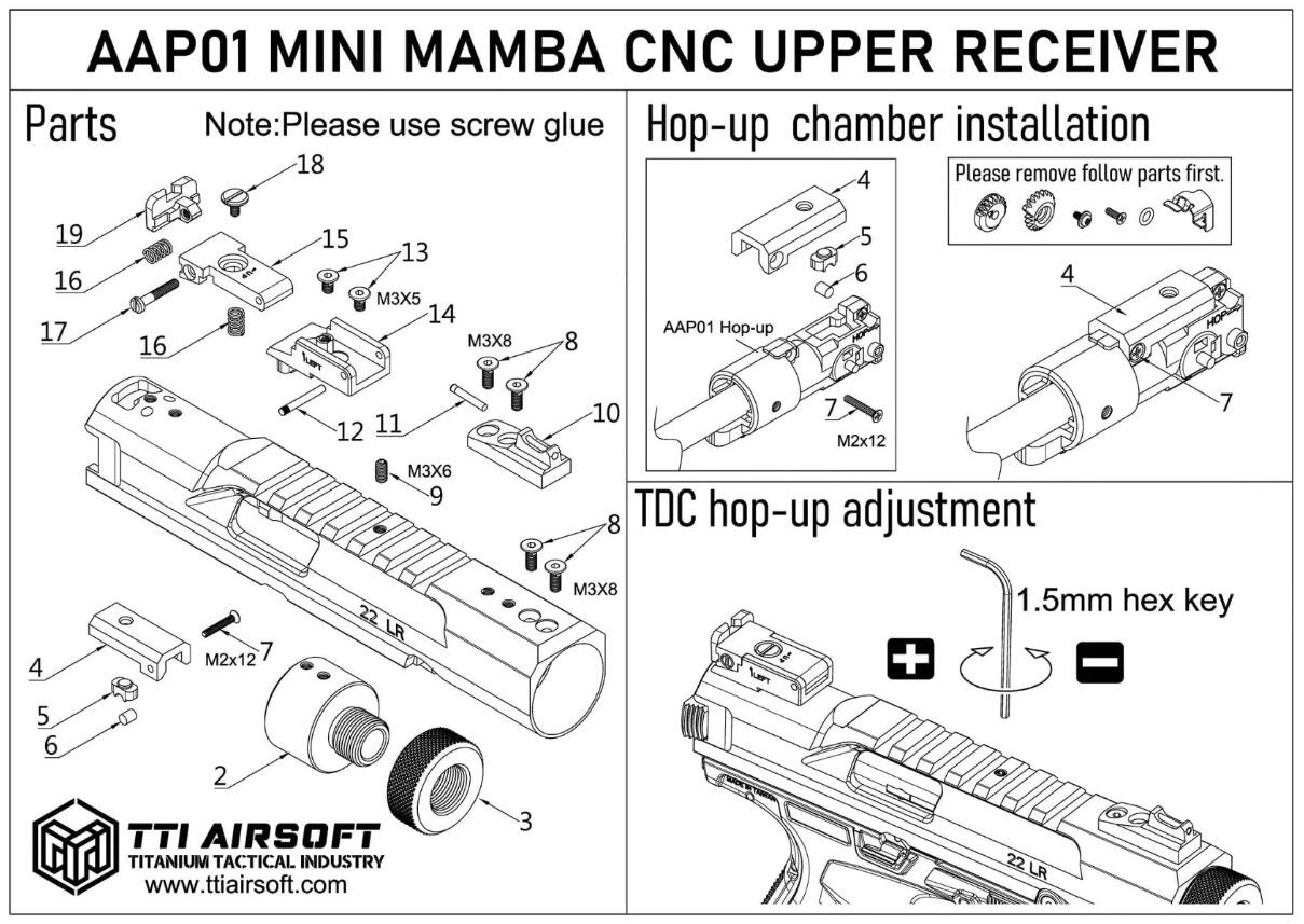 TTI AAP-01 Mini Mamba CNC Upper Receiver Kit with TDC Hop-Up - Black ...