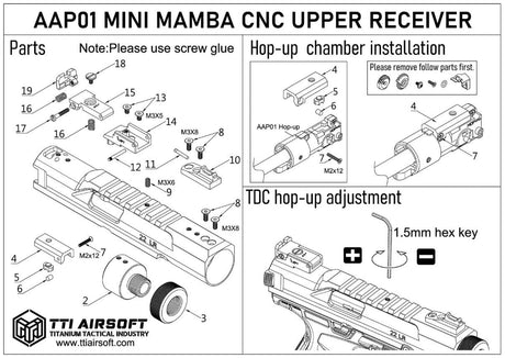 TTI AAP-01 Mini Mamba CNC Upper Receiver Kit with TDC Hop-Up - Black-2